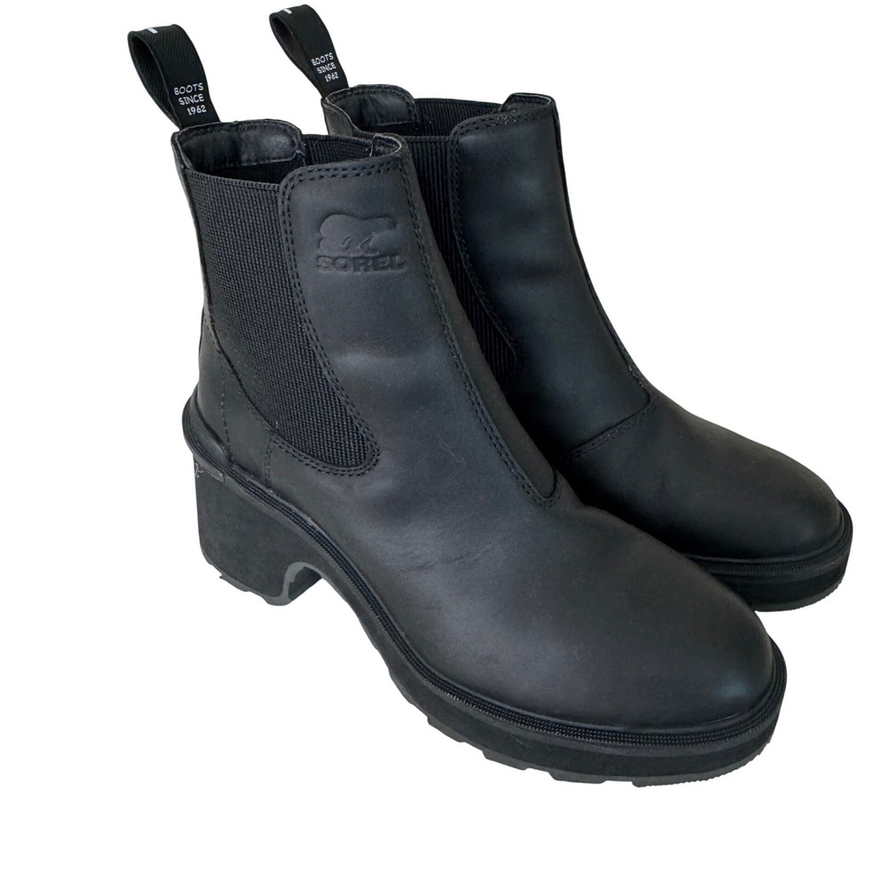 Sorel Hi-Line Heel Chelsea Boot Womens 7 Black Model NL4874